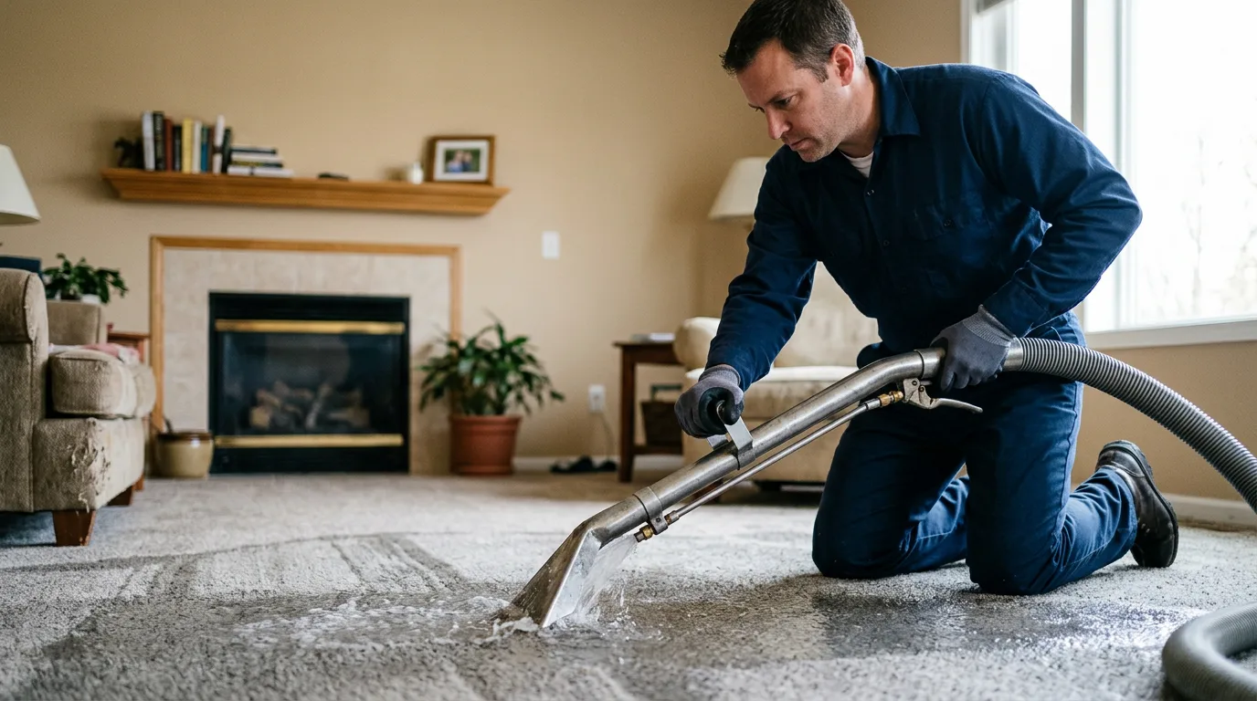 Water damage restoration technician working near Sagola, MI